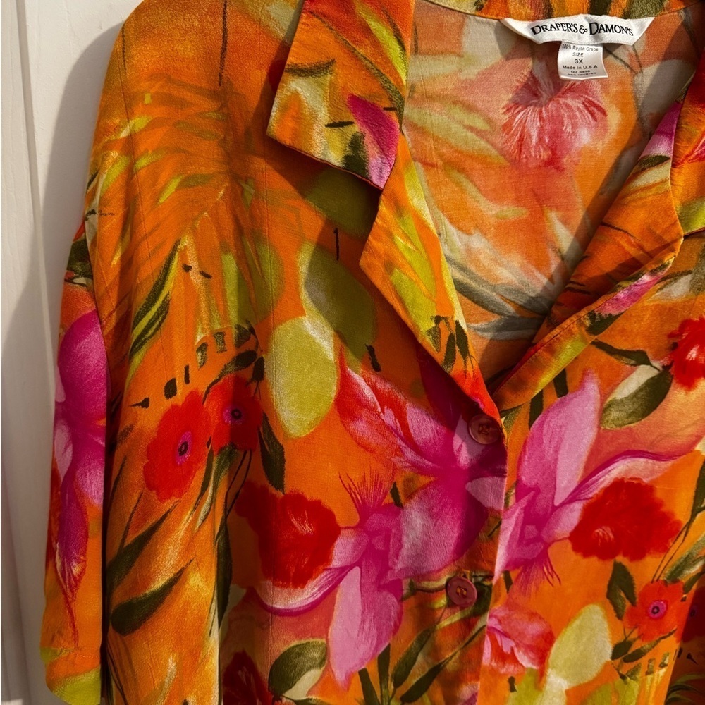 Draper's & Damon's Tropical Button Blouse Plus Size 3X - Picture 2 of 6